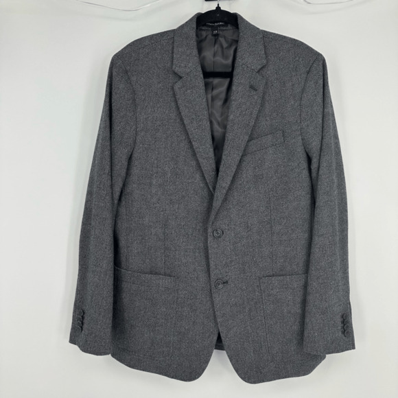 Banana Republic Mens Sport Coat 42R Standard Fit Wool Blend Grey Herringbone - Picture 15 of 15
